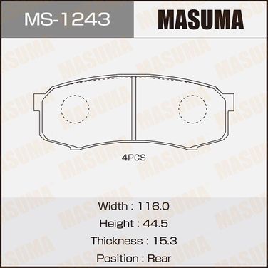 Masuma MS1243 Колодки тормозные | зад | - 1
