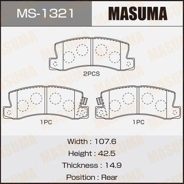 Masuma MS1321 Колодки тормозные | зад | - 1