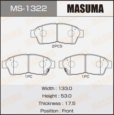 Masuma MS1322 Колодки тормозные | перед | - 1