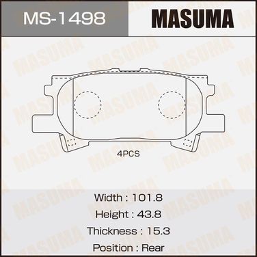Masuma MS-1498 Колодки тормозные дисковые | зад | - 1