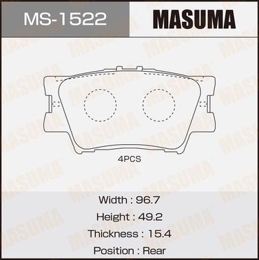 Masuma MS1522 Колодки тормозные | зад | - 1