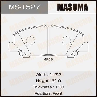 Masuma MS-1527 Колодки тормозные дисковые | перед | - 1