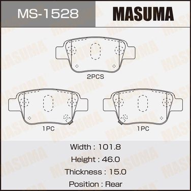 Masuma MS1528 Колодки тормозные | зад | - 1