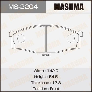 Masuma MS-2204 Колодки тормозные дисковые | перед | - 1