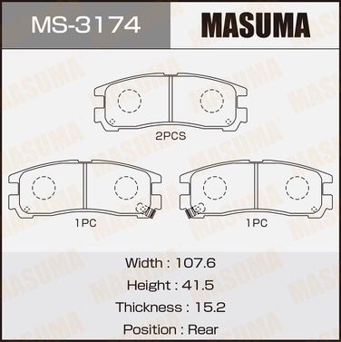 Masuma MS3174 Колодки тормозные | зад | - 1