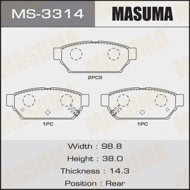 Masuma MS3314 Колодки тормозные | зад | - 1