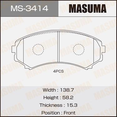 Masuma MS3414 Колодки тормозные | перед | - 1