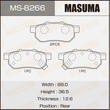 Masuma MS-8266 Колодки тормозные дисковые | зад | - 1