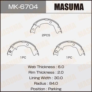Masuma MK6704 Колодки тормозные барабанные - 1