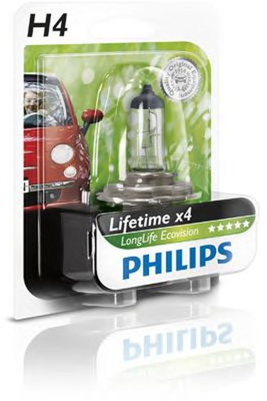 Philips 12342LLECOB1 Лампа галогеновая H4 LongLife EcoVision 12V 60/55w P43t-38 B1 - 1