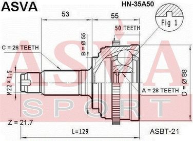 Asva HN-35A50 Шрус внешний | перед прав/лев | - 2