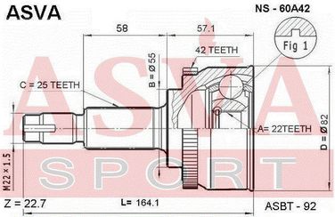 Asva NS-60A42 Шрус внешний | перед прав/лев | - 2