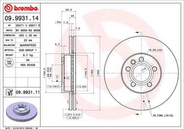 Brembo 09.9931.14 Диск тормозной Standard | перед | - 2