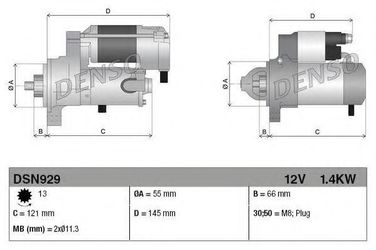 Denso DSN929 Стартер 12V 1.4kw - 4