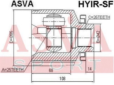 Asva HYIR-SF Шрус внутренний | перед прав | - 2