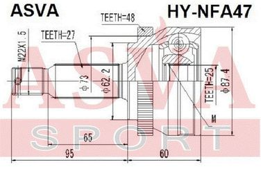 Asva HY-NFA47 Шрус внешний | перед | - 2
