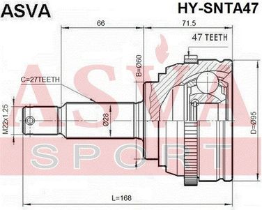 Asva HY-SNTA47 Шрус внешний | перед | - 2