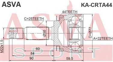 Asva KA-CRTA44 Шрус внешний | перед прав/лев | - 2