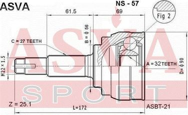 Asva NS-57 Шрус внешний | перед прав/лев | - 2