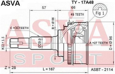 Asva TY-17A48 Шрус внешний | перед | - 2