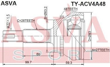 Asva TY-ACV4A48 Шрус внешний | перед прав/лев | - 2