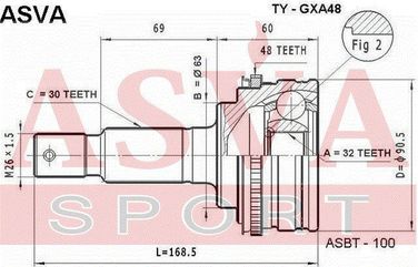 Asva TY-GXA48 Шрус внешний | зад прав/лев | - 2