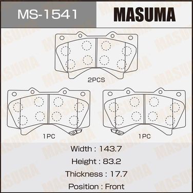 Masuma MS1541 Колодки тормозные | перед | - 1