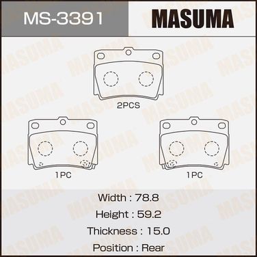 Masuma MS3391 Колодки тормозные | зад | - 1