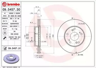 Brembo 09.5457.30 Диск тормозной Standard | перед | - 1