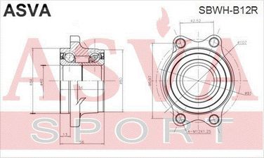 Asva SBWH-B12R Подшипник ступицы колеса (комплект) | зад прав/лев | - 2