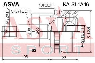 Asva KA-SL1A46 Шрус внешний | перед прав/лев | - 2