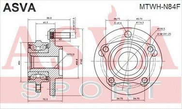 Asva MTWH-N84F Ступица колеса | перед прав/лев | - 2