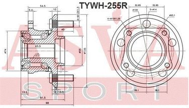 Asva TYWH-255R Ступица колеса | зад прав/лев | - 2