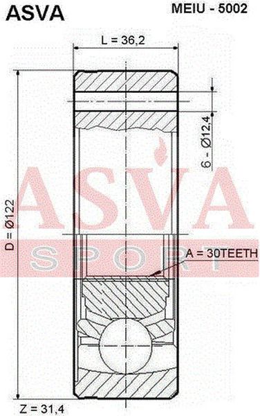 Asva MEIU-5002 Шрус внутренний | перед | - 2
