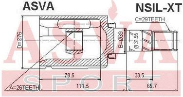 Asva NSIL-XT Шрус внутренний (OEM-исполнение) | перед лев | - 2