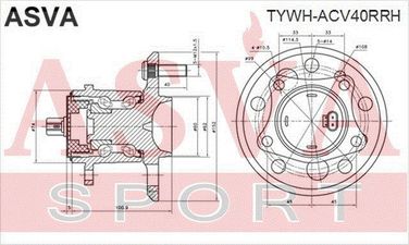 Asva TYWH-ACV40RRH Ступица колеса с ABS | зад прав | - 2