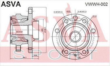 Asva VWWH-002 Ступица колеса с ABS | перед прав/лев | - 2