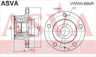 Asva VWWH-B6MR Ступица колеса с ABS | зад прав/лев | - 2