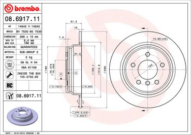Brembo 08.6917.11 Диск тормозной UV Coated | зад | - 2