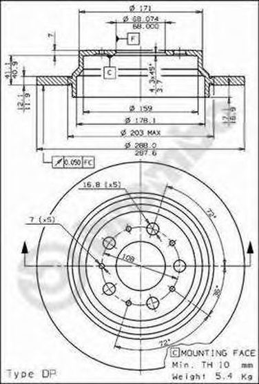 Brembo 08.7765.75 Диск тормозной Max | зад | - 1