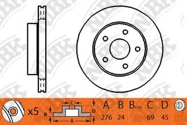 NIBK RN1252 / rn1252v Диск тормозной | перед | - 2