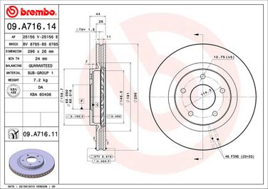 Brembo 09.A716.14 Снят, замена 09.a716.11 Диск тормозной Standard | перед | - 2