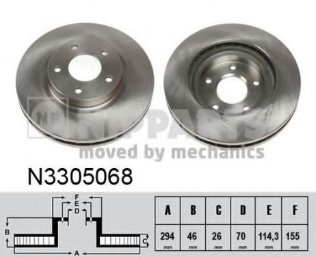фото Nipparts N3305068 Диск тормозной | перед | Nipparts N3305068 Диск тормозной | перед |