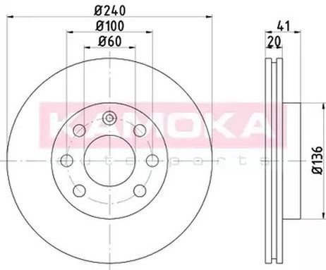 Kamoka 1032260 Диск тормозной | перед |