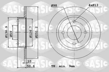фото Sasic 9004366J Диск тормозной | зад | Sasic 9004366J Диск тормозной | зад |