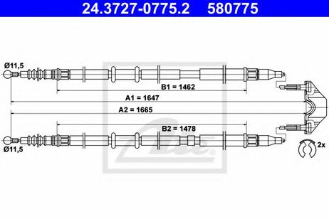 фото ATE 24.3727-0775.2 Трос, стояночная тормозная система ATE 24.3727-0775.2 Трос, стояночная тормозная система
