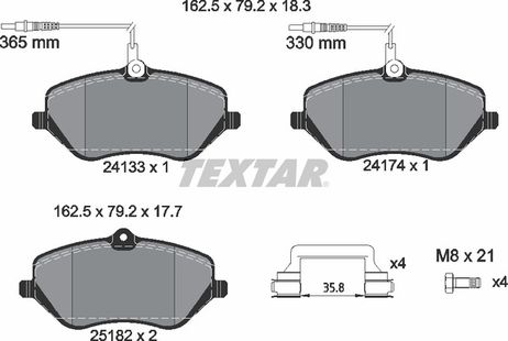 фото Textar 2413303 Колодки тормозные дисковые с противошумной пластиной Q+ | перед | Textar 2413303 Колодки тормозные дисковые с противошумной пластиной Q+ | перед |