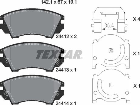 фото Textar 2441201 Колодки тормозные дисковые | перед | Textar 2441201 Колодки тормозные дисковые | перед |