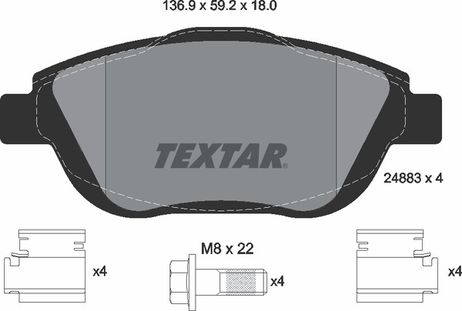 фото Textar 2488301 Колодки тормозные дисковые с противошумной пластиной Q+ | перед | Textar 2488301 Колодки тормозные дисковые с противошумной пластиной Q+ | перед |