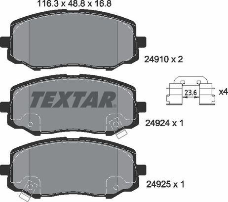 фото Textar 2491001 Колодки тормозные дисковые с противошумной пластиной Q+ | перед | Textar 2491001 Колодки тормозные дисковые с противошумной пластиной Q+ | перед |